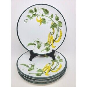 The Cellar Set Of 4 Yellow Bean  9 1/4" Luncheon Plates Vgc